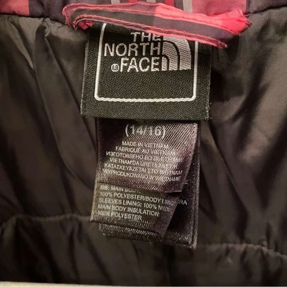 THE NORTH FACE Girls Pink Plaid Lightweight Zipped Jacket Size L(14/16)